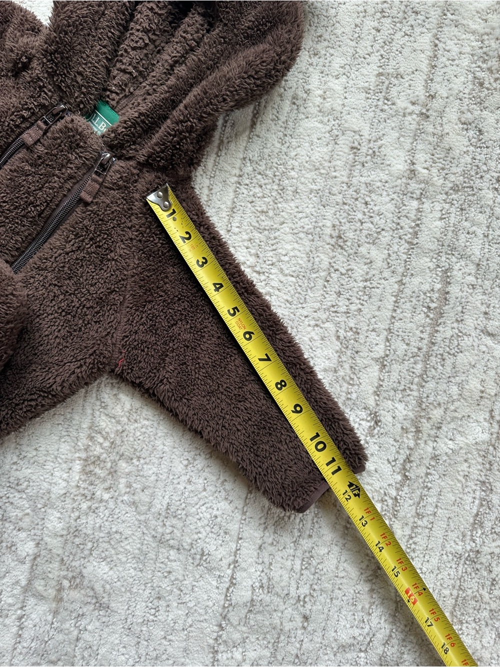 LL Bean Fleece Bunting One Piece Infant Baby 3-6 Months Zip Brown Teddy Bear - Picture 15 of 16